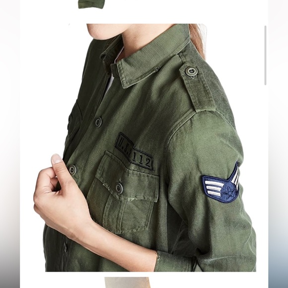 Rails army green button-down jacket with patches - Picture 3 of 5